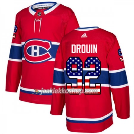 Miehille NHL Montreal Canadiens Pelipaita Jonathan Drouin 92 Adidas 2017-2018 Punainen USA Flag Fashion Authentic